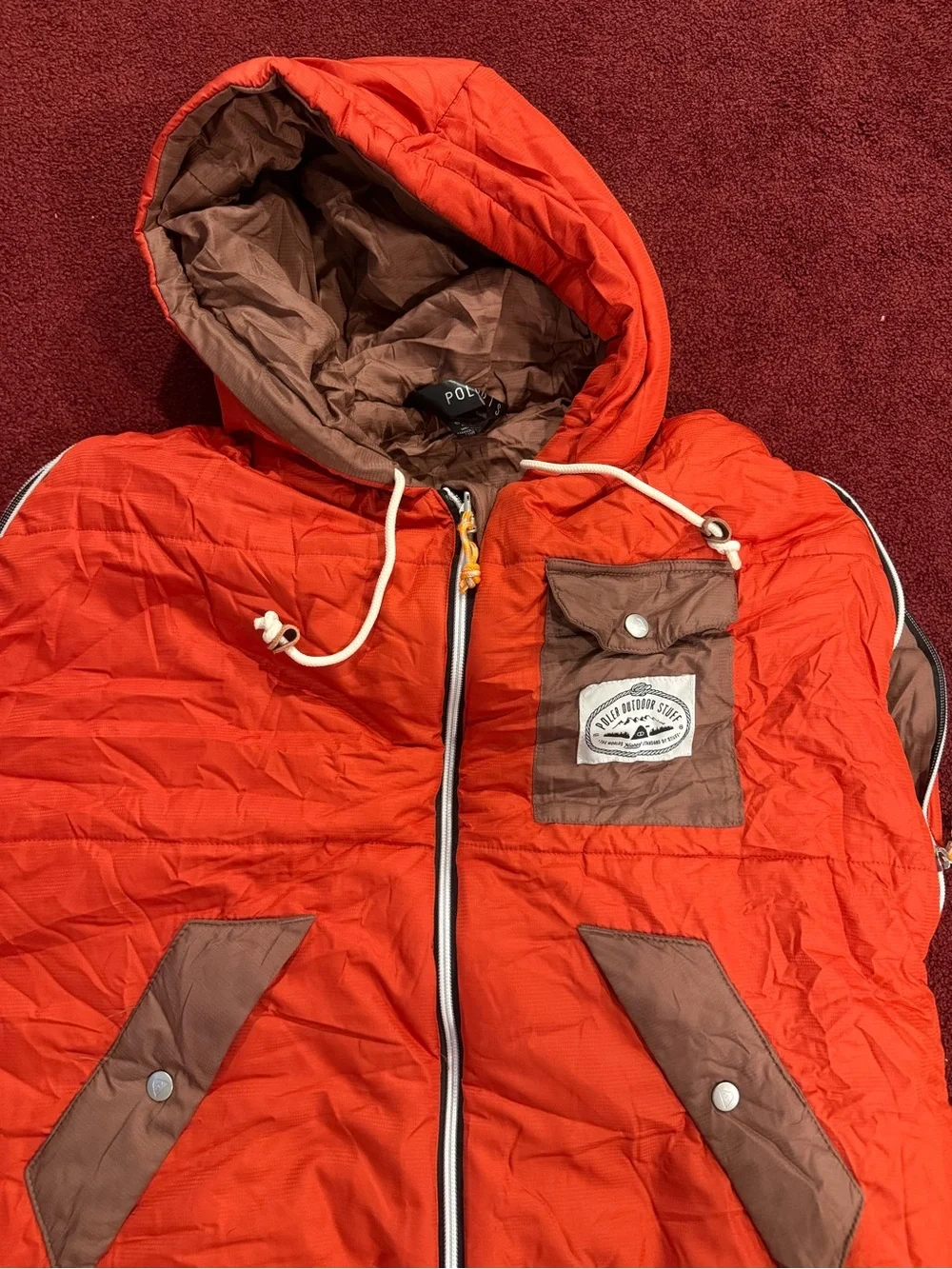 Poler Outdoors Camp Vibes Hoodie Sleeping Bag Napsack teal and orange gorpcore